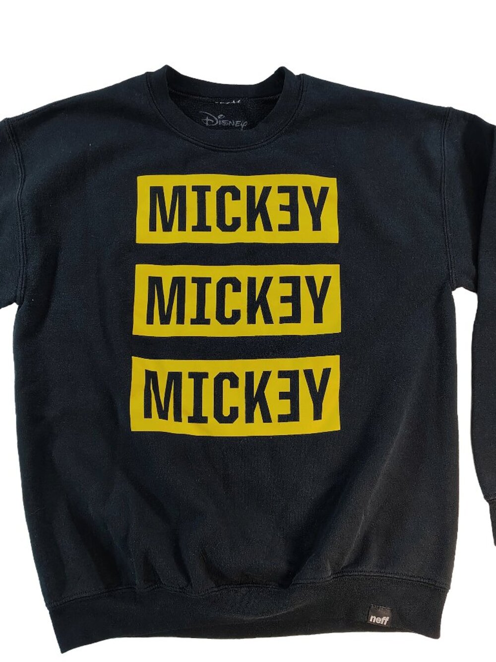 Men's Medium Black With Yellow Graphic Print Mickey Mouse Logo Neff Sweater
